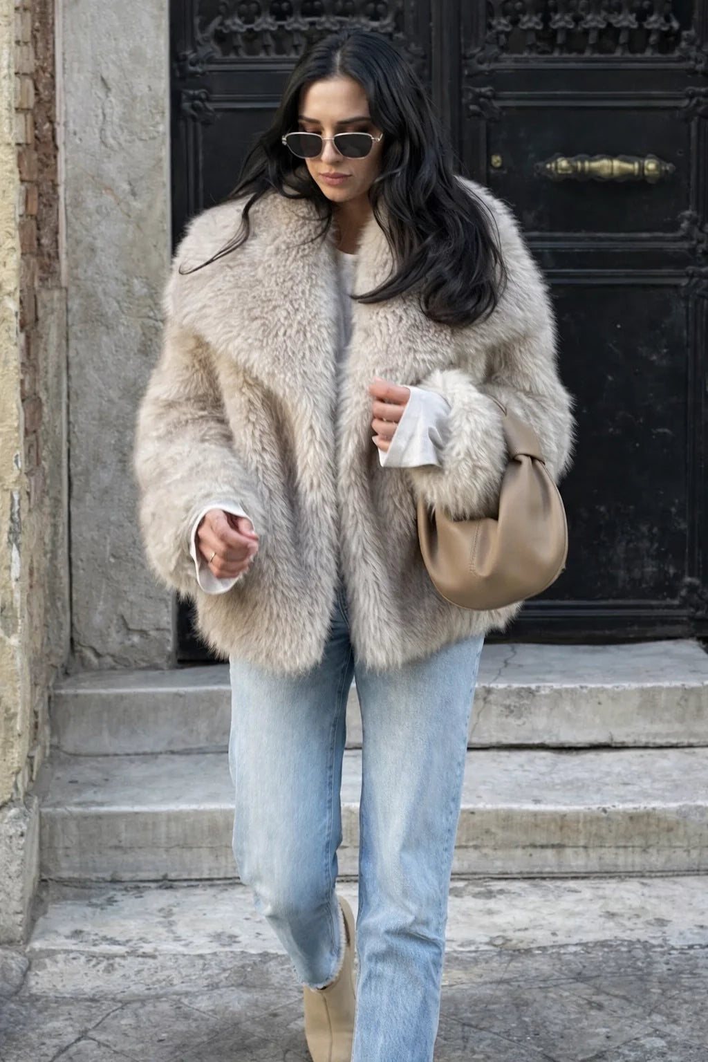 Cropped Faux Fur Jacket