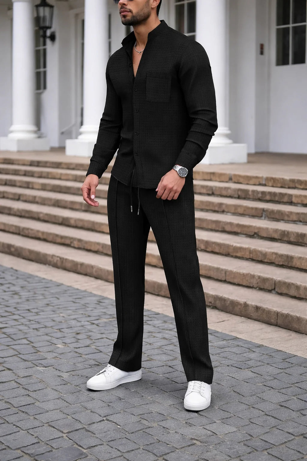 Waffle Knit Casual Suit