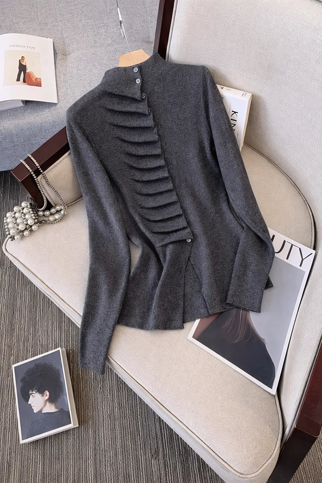 Half Turtleneck Pleated Knit