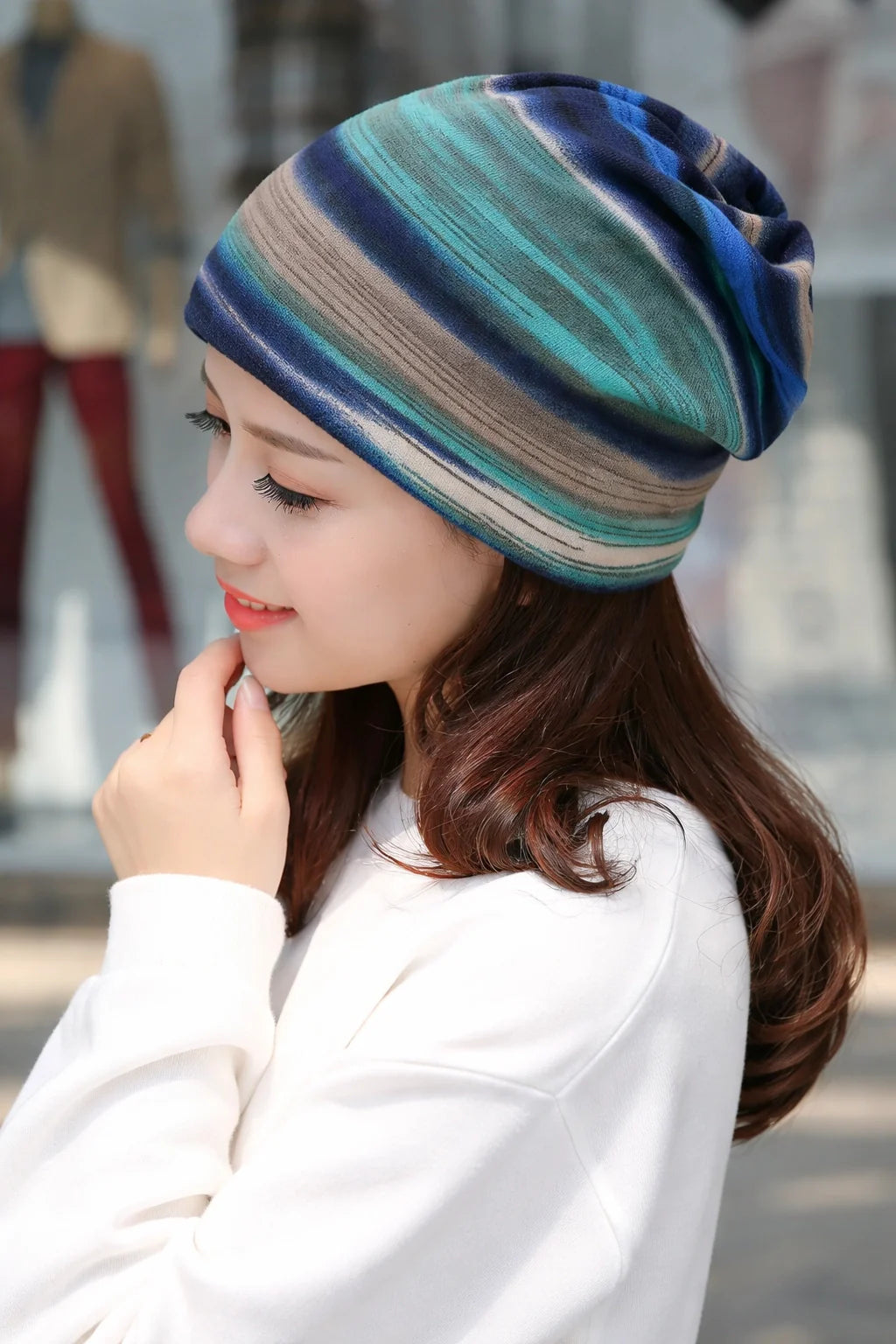 Rainbow Striped Knit Beanie