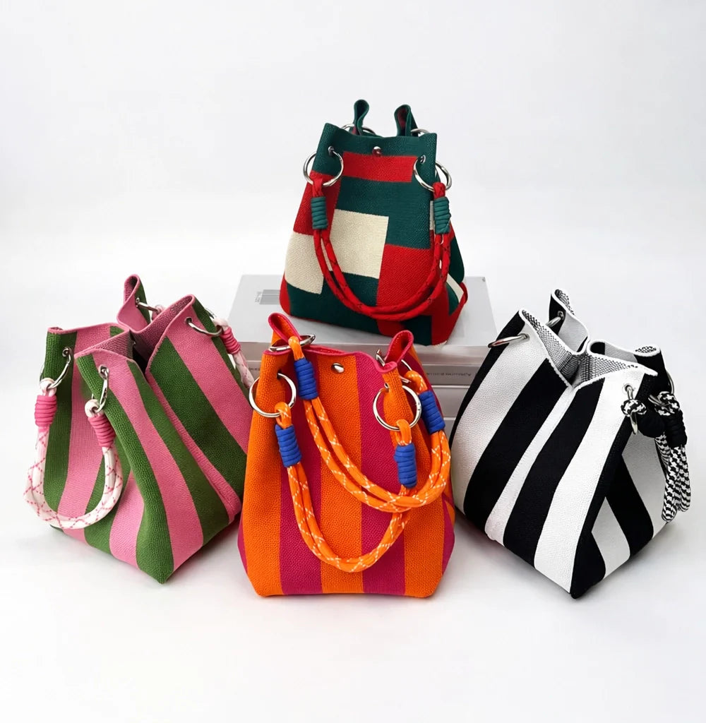 Retro Knit Bucket Handbag