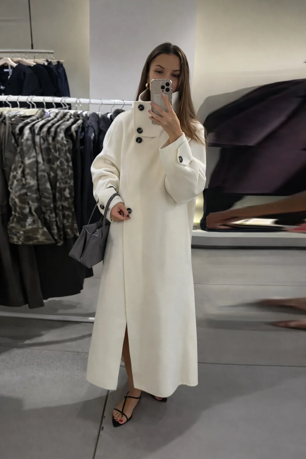 Elegant Stand Collar Overcoat