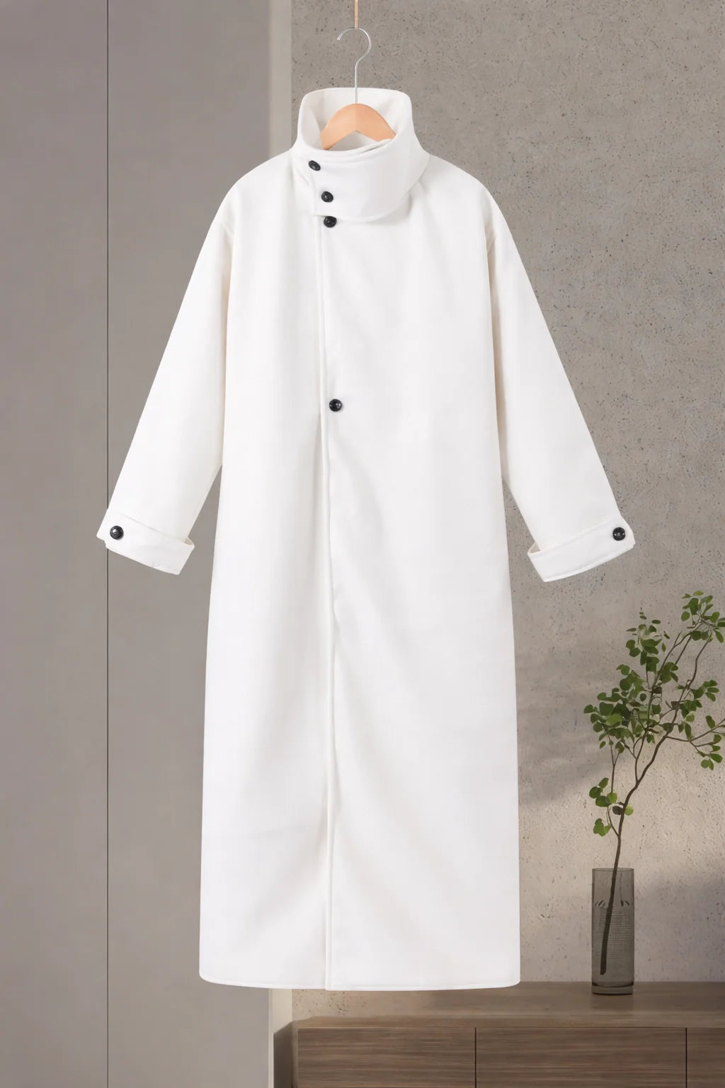 Elegant Stand Collar Overcoat