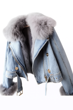 Margaux Luxe Lined Fox Fur Denim Coat