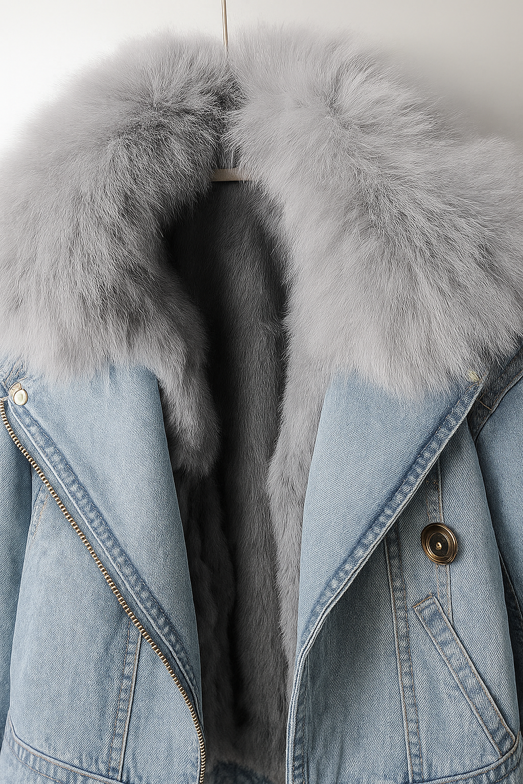Margaux Luxe Lined Fox Fur Denim Coat