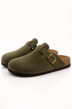 Suede Cork-Insole Mules