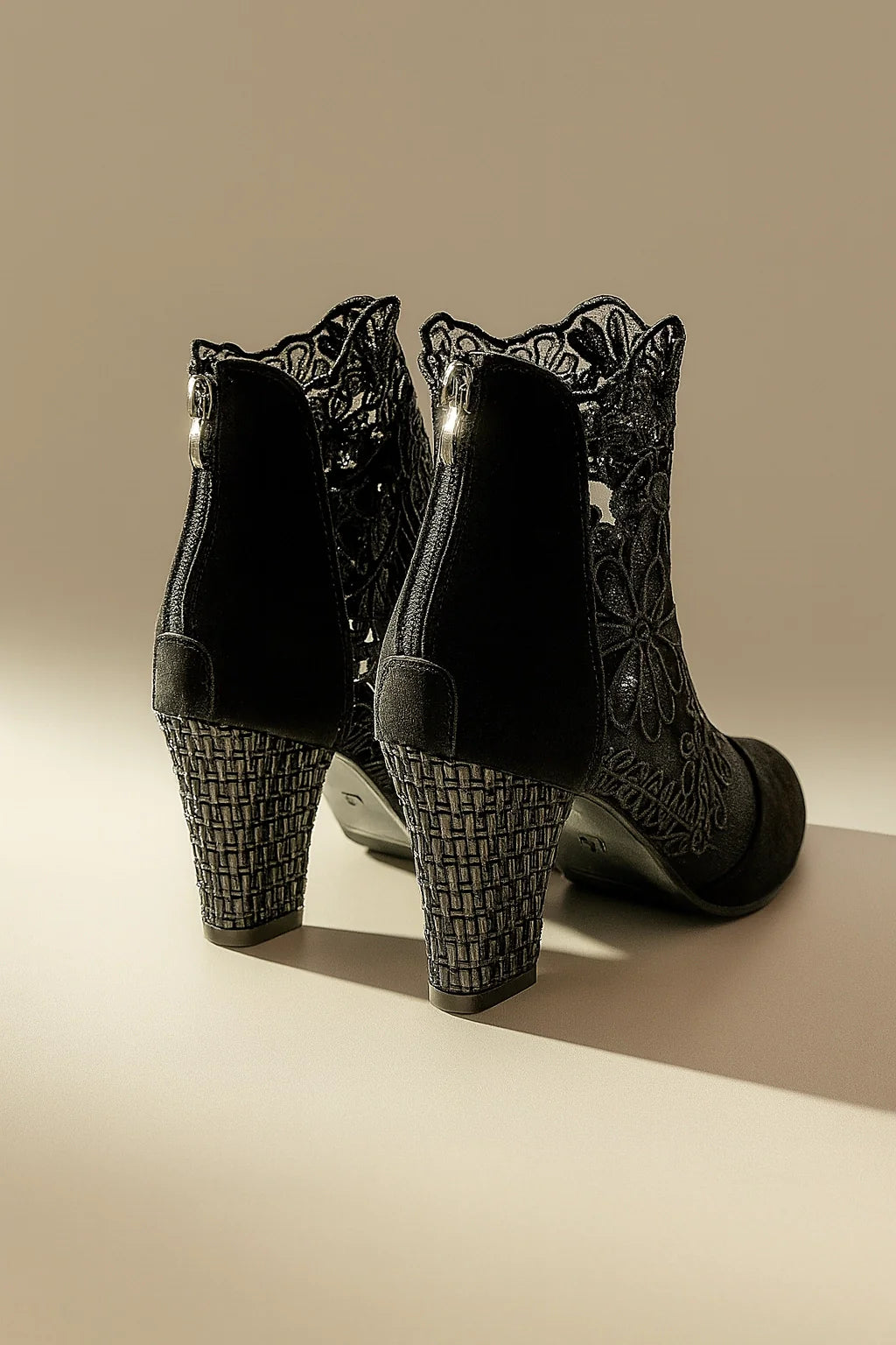 Embroidered Mesh Lace Boots