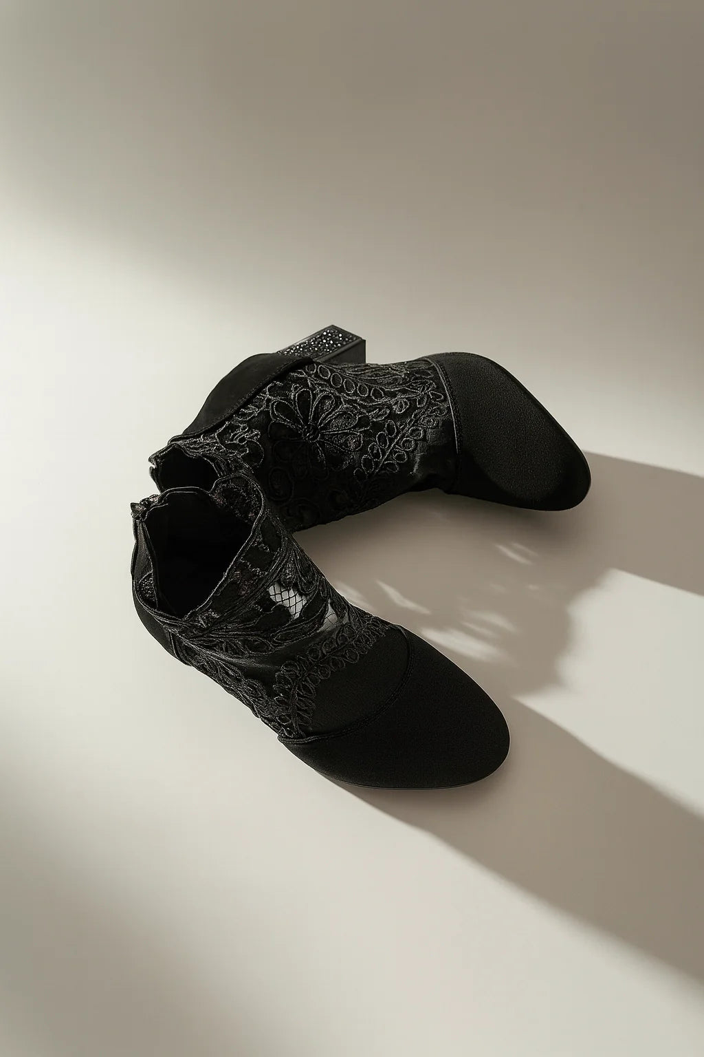 Embroidered Mesh Lace Boots