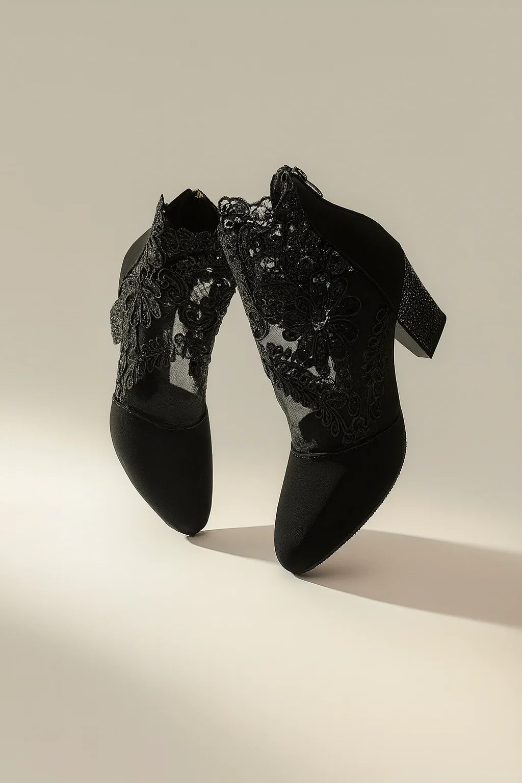 Embroidered Mesh Lace Boots