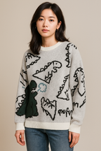 Oversized Dinosaur Knit Sweater