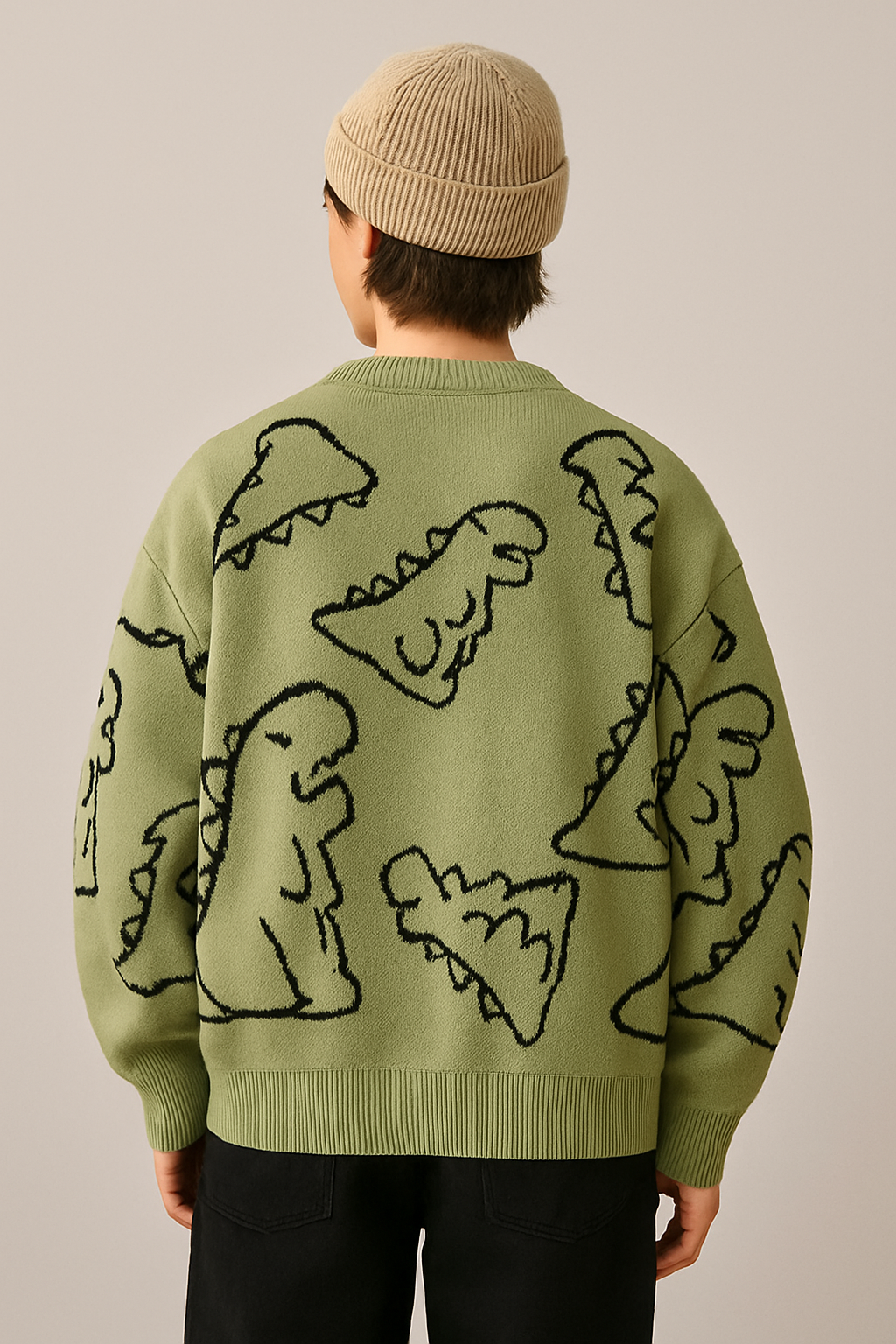 Oversized Dinosaur Knit Sweater