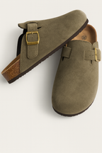 Suede Cork-Insole Mules