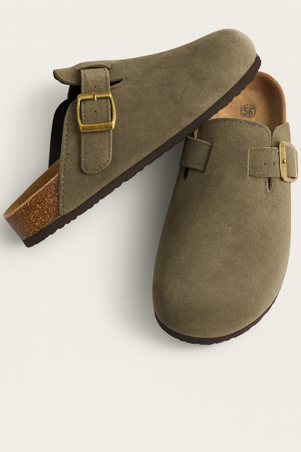 Suede Cork-Insole Mules